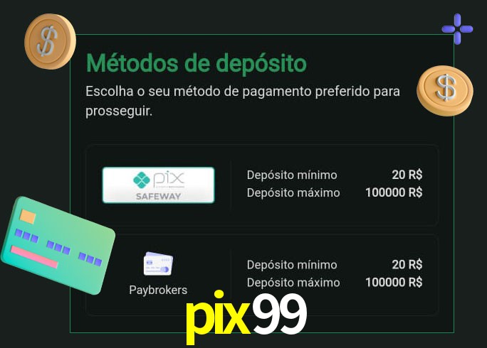 O cassino pix99 oferece uma grande variedade de métodos de pagamento